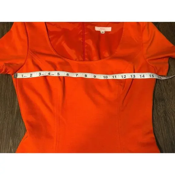 Trina Turk Womens Faith Ponte Flare Mini Dress Short Sleeve Orange size Small - Picture 5 of 11